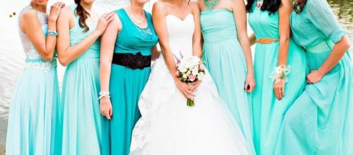 peach and turquoise bridesmaid dresses